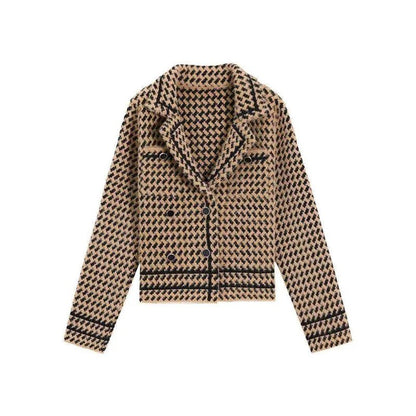 Vintage Houndstooth Knit Jacket – Small Fragrance Style - LunaKit.LTD