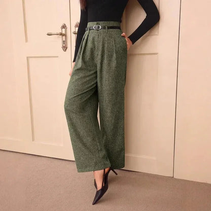Vintage Linen Trousers – Belted Straight - Leg Chic - LunaKit.LTD