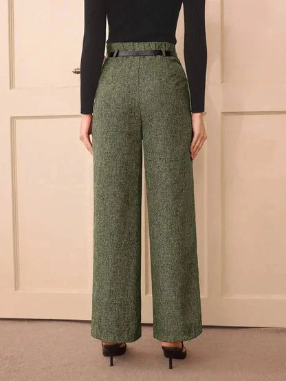 Vintage Linen Trousers – Belted Straight - Leg Chic - LunaKit.LTD