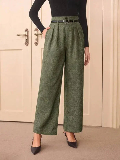 Vintage Linen Trousers – Belted Straight - Leg Chic - LunaKit.LTD
