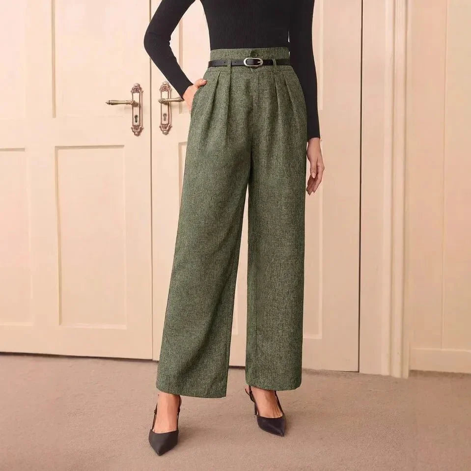 Vintage Linen Trousers – Belted Straight - Leg Chic - LunaKit.LTD