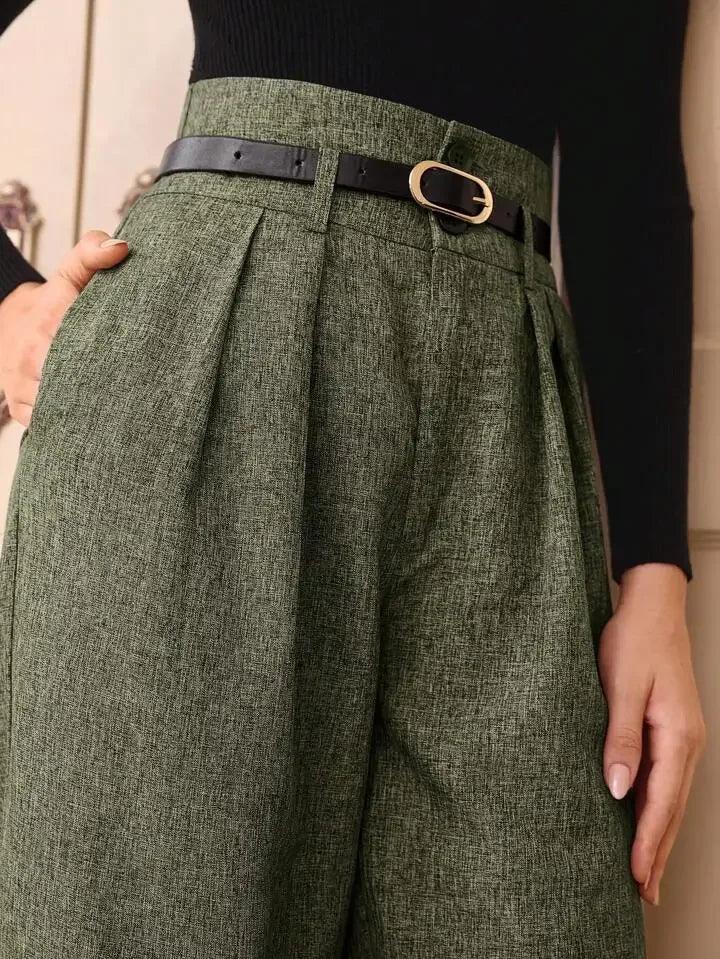 Vintage Linen Trousers – Belted Straight - Leg Chic - LunaKit.LTD