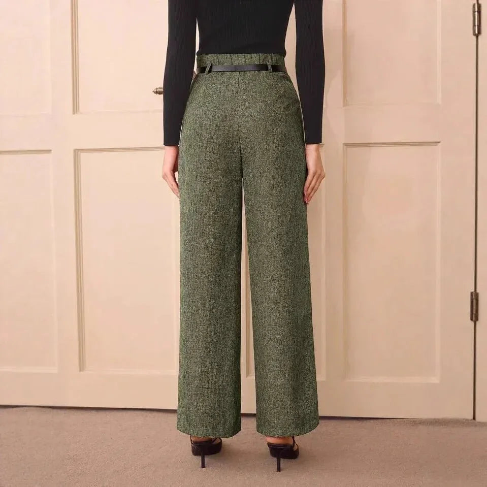 Vintage Linen Trousers – Belted Straight - Leg Chic - LunaKit.LTD