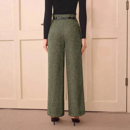 Vintage Linen Trousers – Belted Straight - Leg Chic - LunaKit.LTD