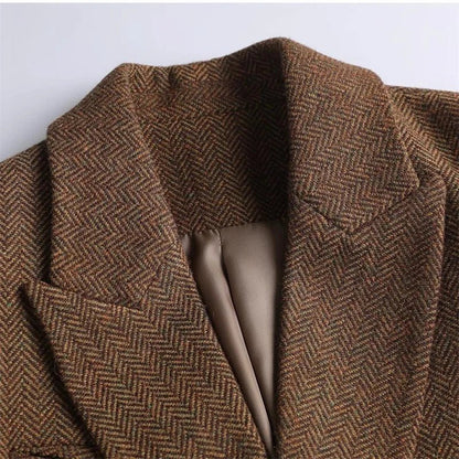 Vintage Wool Jacket – Elegant Belted Seasonal Chic - LunaKit.LTD