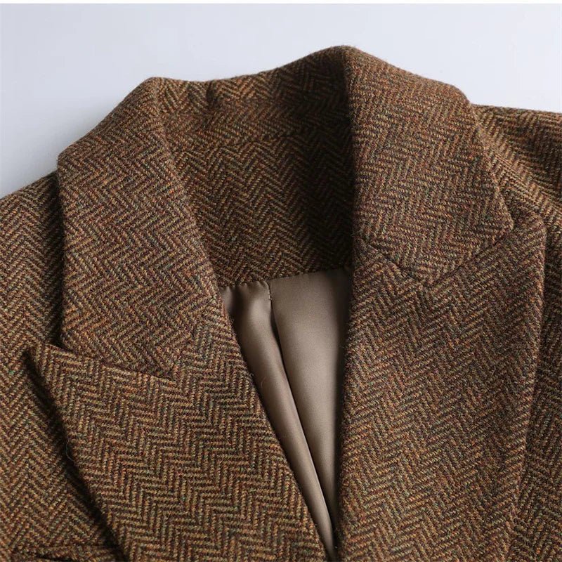 Vintage Wool Jacket – Elegant Belted Seasonal Chic - LunaKit.LTD
