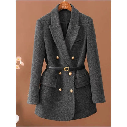 Vintage Wool Jacket – Elegant Belted Seasonal Chic - LunaKit.LTD