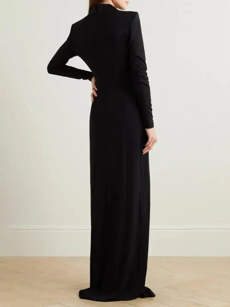 Women's Deep V - Neck Long - Sleeve Maxi Dress - LunaKit.LTD
