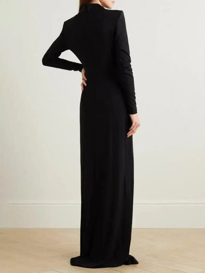 Women's Deep V - Neck Long - Sleeve Maxi Dress - LunaKit.LTD