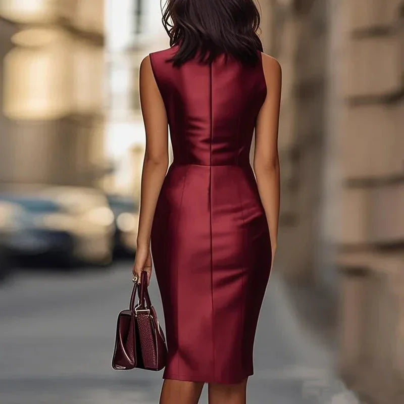 Women's Elegant Sleeveless Midi Dress - LunaKit.LTD