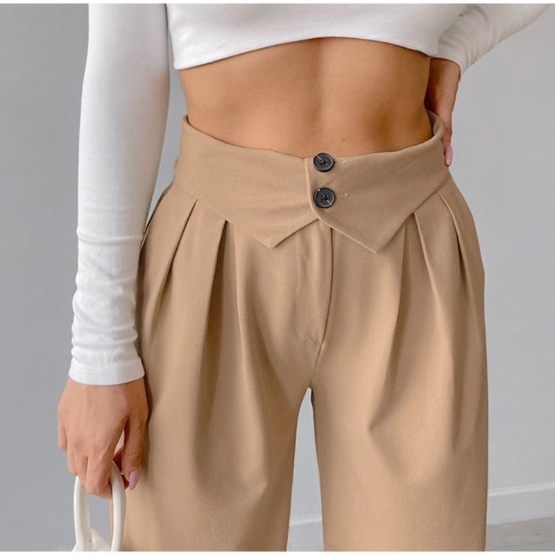 Women's High - Waist Pleated Pants – Spring/Autumn - LunaKit.LTD