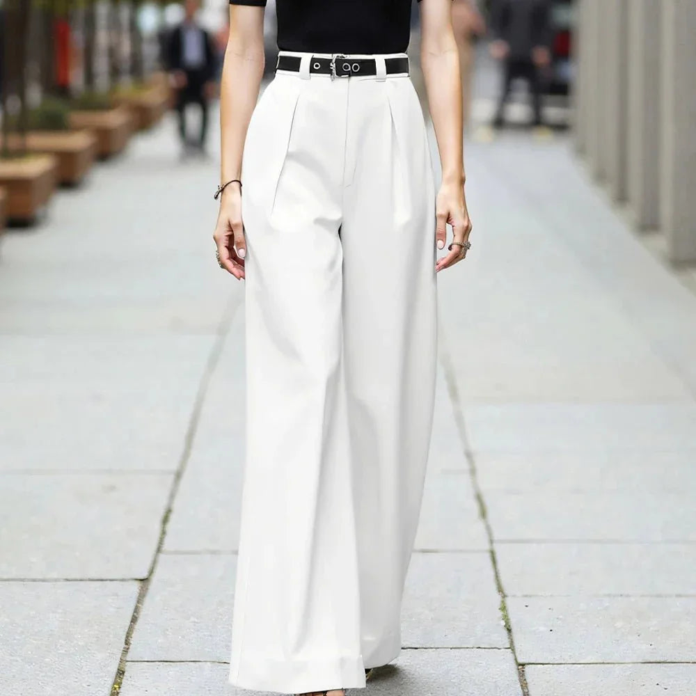 Women’s Regular Fit Straight Pants – Retro Vintage Style, Natural Waist Comfort - LunaKit.LTD