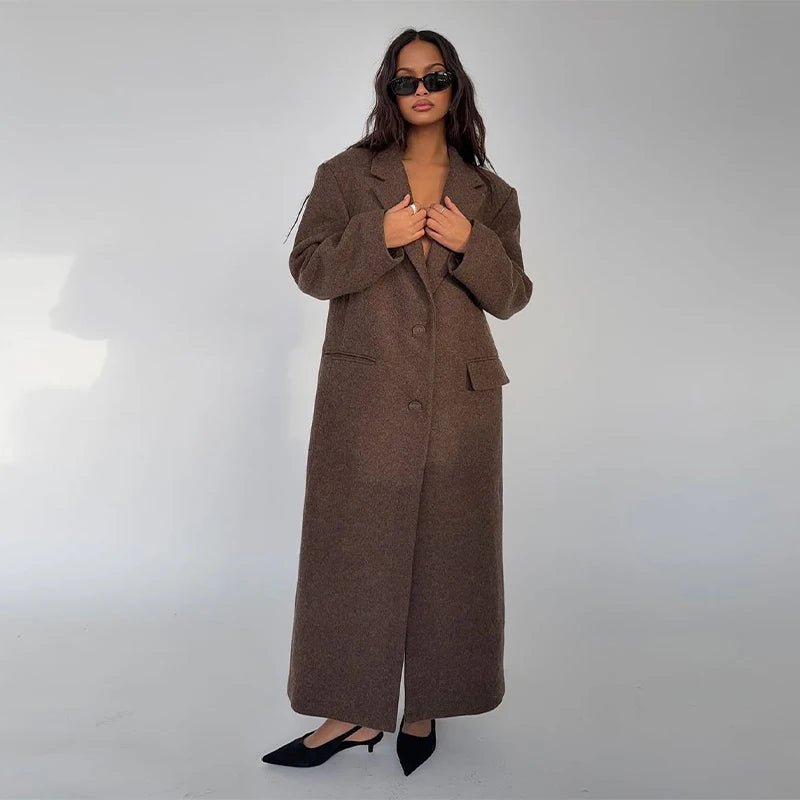 Women’s Wool Maxi Coat – Autumn Vintage Style - LunaKit.LTD