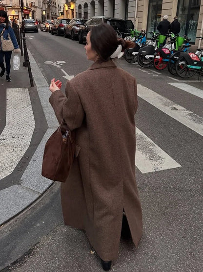 Women’s Wool Maxi Coat – Autumn Vintage Style - LunaKit.LTD