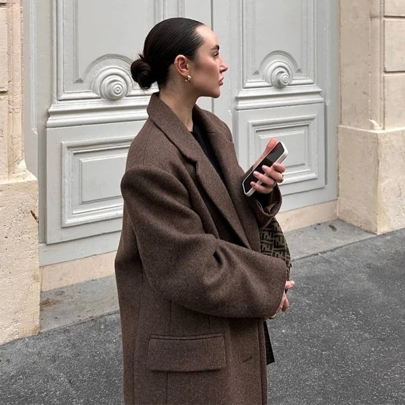 Women’s Wool Maxi Coat – Autumn Vintage Style - LunaKit.LTD