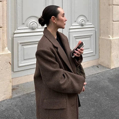 Women’s Wool Maxi Coat – Autumn Vintage Style - LunaKit.LTD