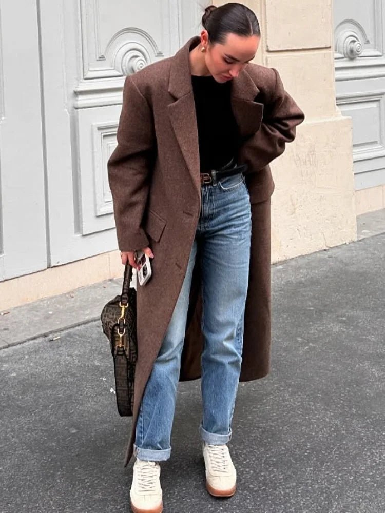 Women’s Wool Maxi Coat – Autumn Vintage Style - LunaKit.LTD