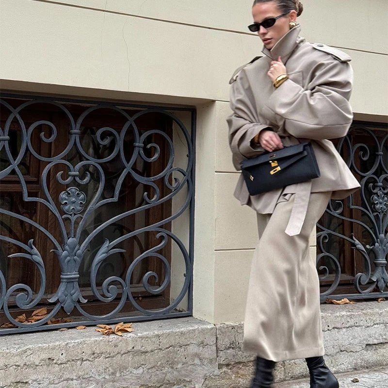 Women’s Wool Maxi Coat – Autumn Vintage Style - LunaKit.LTD