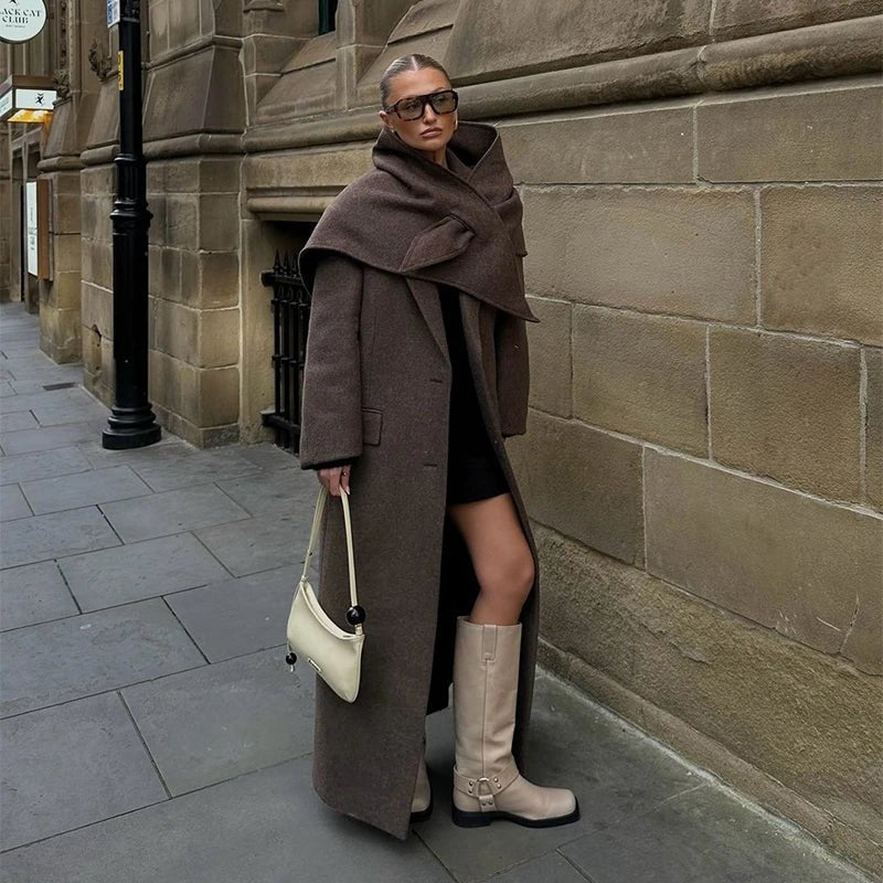 Women’s Wool Maxi Coat – Autumn Vintage Style - LunaKit.LTD