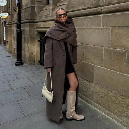 Women’s Wool Maxi Coat – Autumn Vintage Style - LunaKit.LTD