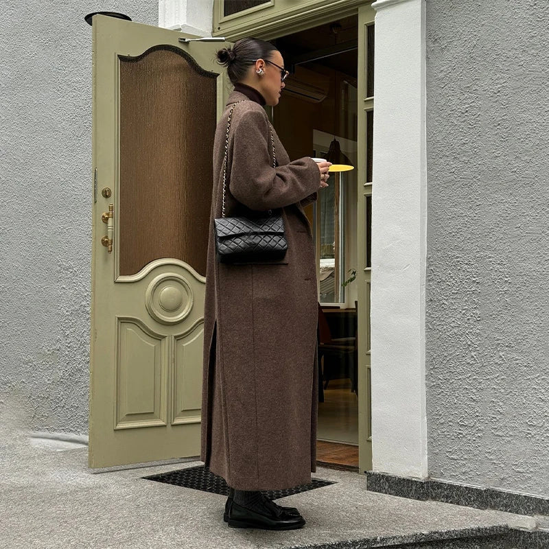 Women’s Wool Maxi Coat – Autumn Vintage Style - LunaKit.LTD