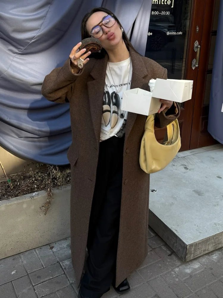 Women’s Wool Maxi Coat – Autumn Vintage Style - LunaKit.LTD