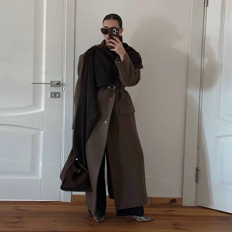 Women’s Wool Maxi Coat – Autumn Vintage Style - LunaKit.LTD