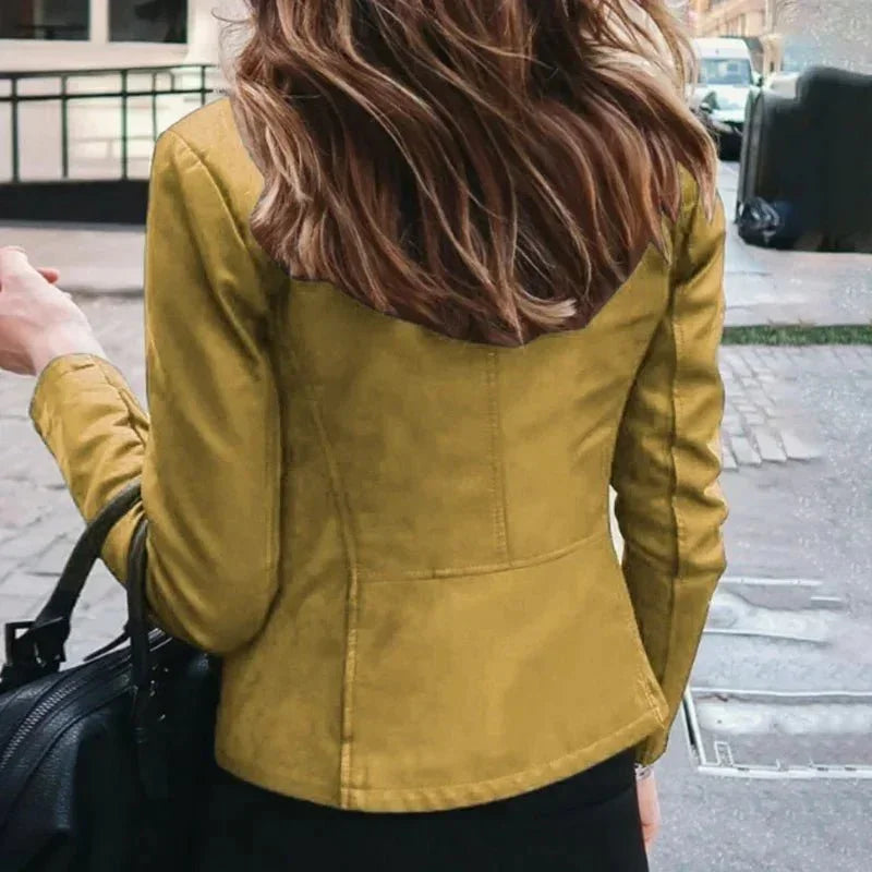 Zipper Biker Jacket – Sleek Faux Leather Look - LunaKit.LTD