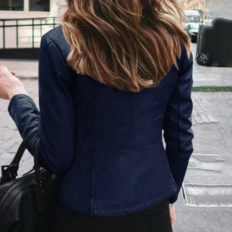 Zipper Biker Jacket – Sleek Faux Leather Look - LunaKit.LTD