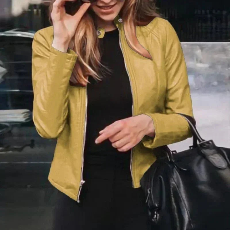 Zipper Biker Jacket – Sleek Faux Leather Look - LunaKit.LTD